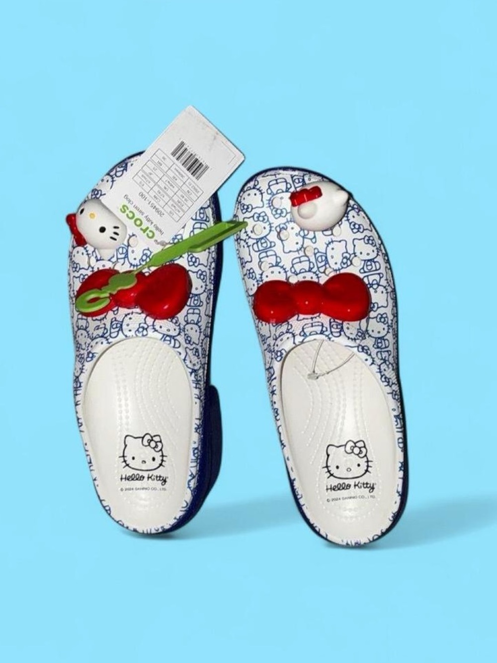 NWT Crocs x Hello Kitty 50th Anniversary Siren Platform Clog Blue Glitter